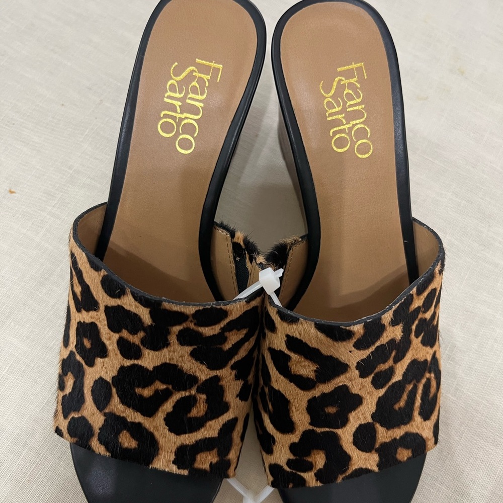 Franco Sarto Brown Black Wedge Sandals - Picture 5 of 6